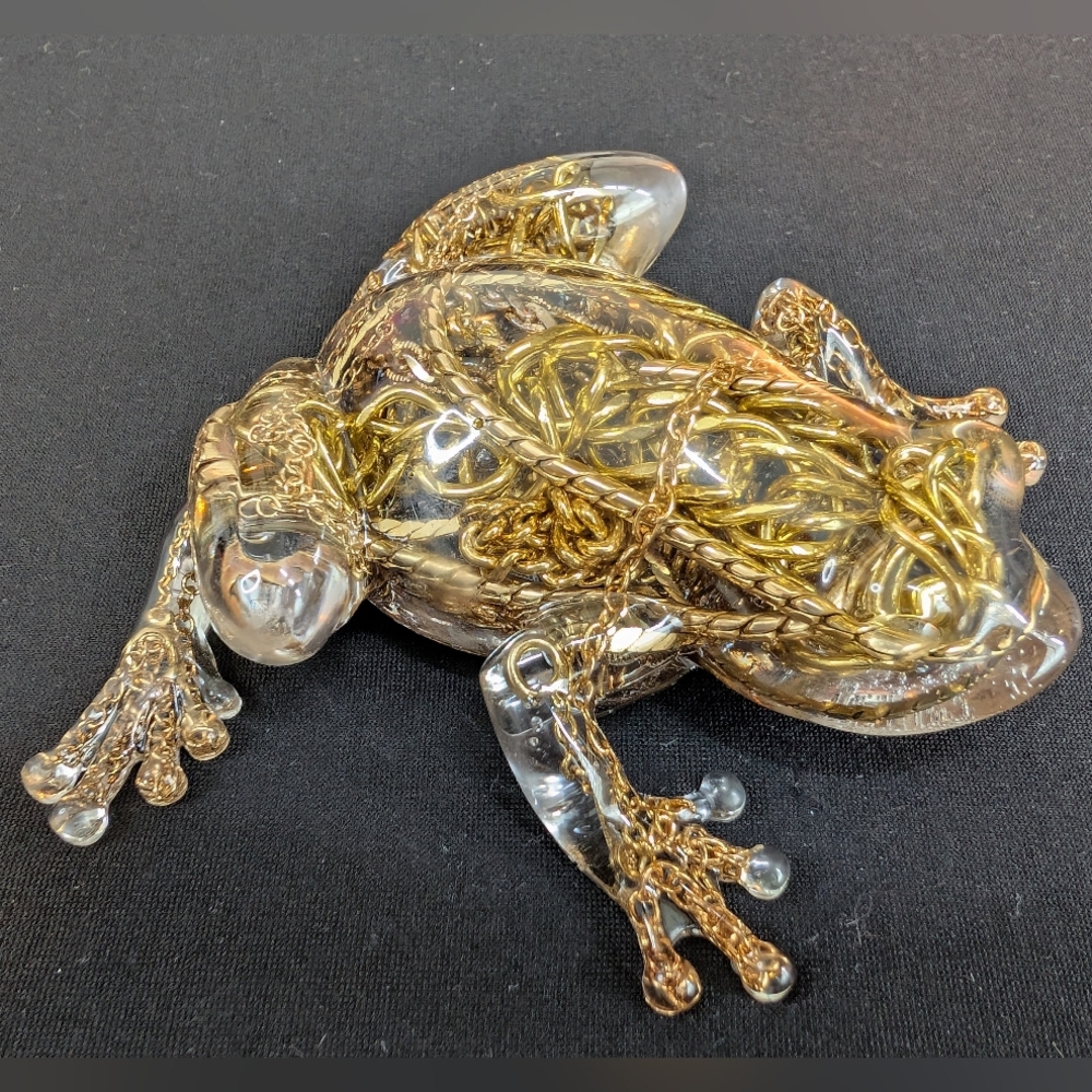NWT Handmade Chain Jewelry Frog Vintage Upcycled Decor Gift - Picture 6 of 8